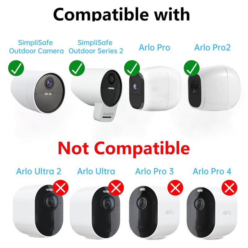 Haoyou Wall Mount Indoor/Outdoor Camera Mounts Compatible for Magnetic Arlo Pro/Arlo Pro 2 Camera and SimpliSafe Outdoor Security Camera (2 Pack Silver) - Image 2